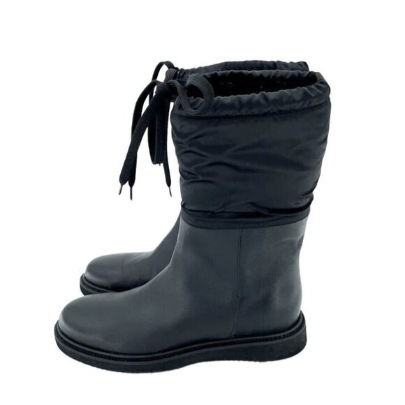 Aquatalia Camillia Nylon Shearling Leather Mid Boot Black Sz 7.5 $595 New